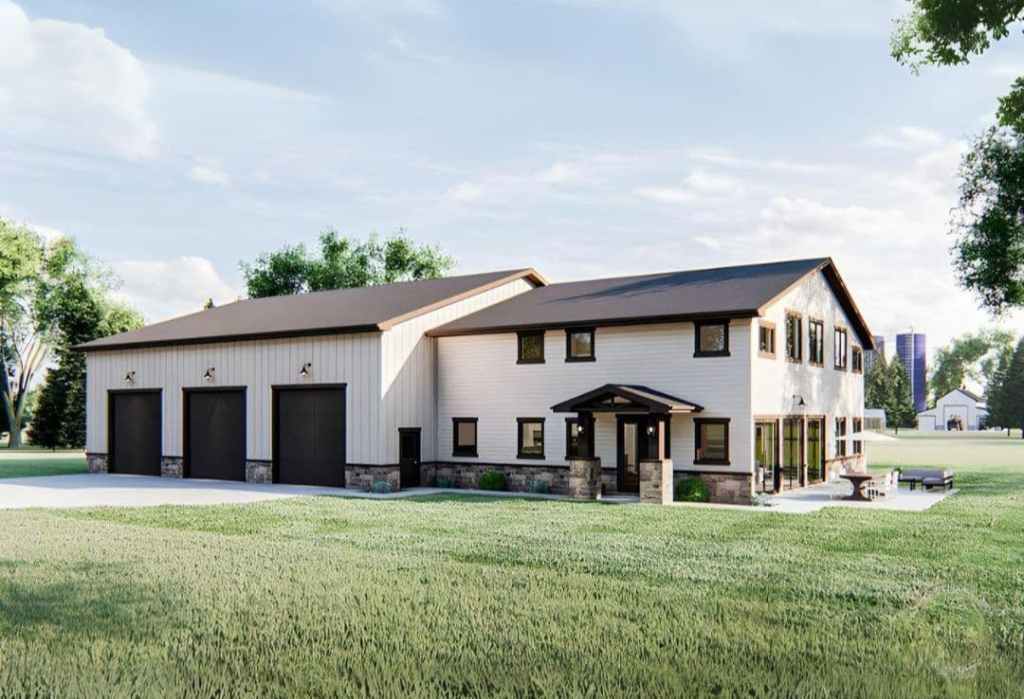 Two-Story White Barndominium by Metal America